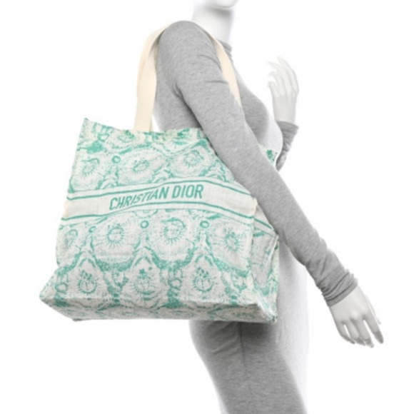 CHRISTIAN DIOR Canvas Dioriviera Toile de Jouy Soleil Tote - Aquamarina - Picture 3 of 9